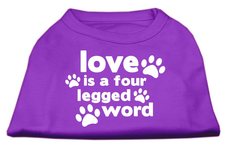 Love is a Four Leg Word Screen Print Shirt Purple Lg